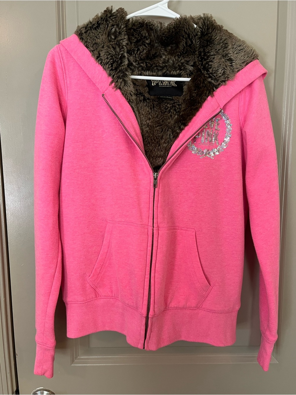 Vintage PINK Victoria's Secret Bling Hooded Zip-Up Jacket